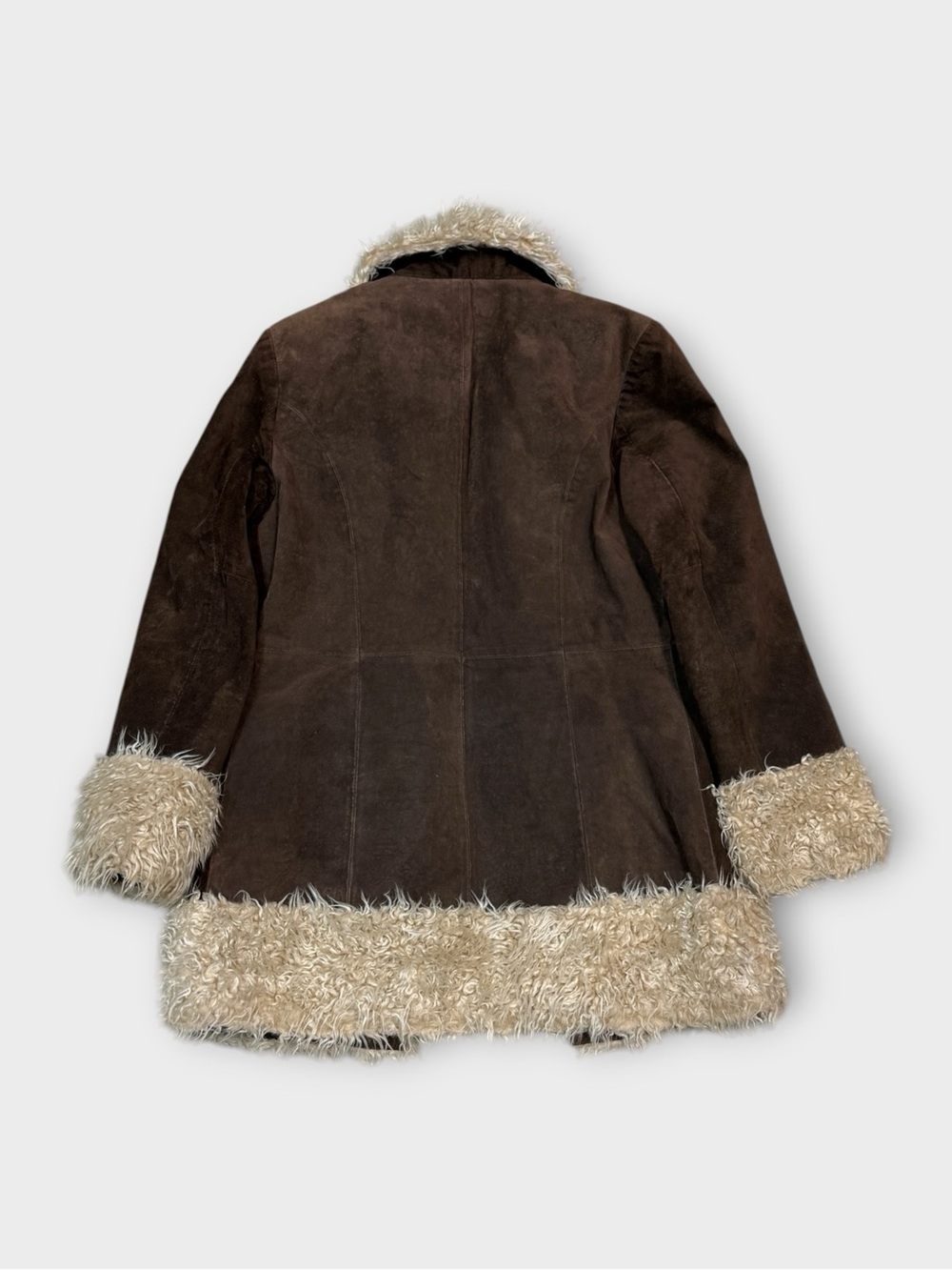 Y2k Mixit Brown Suede Penny Lane with Cream Faux Fur Trim - Picture 5 of 5